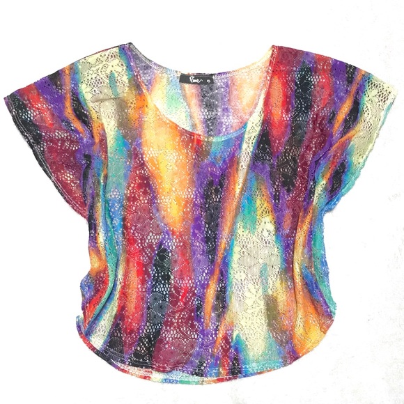 Open Knit Lace Boho Top - Picture 1 of 6